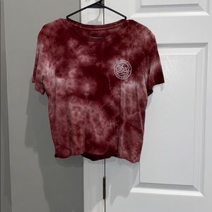 maroon tie dye cropped t-shirt